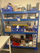 Modular medium duty four tier rack and contents comprising various hand tools and consumables (as lo