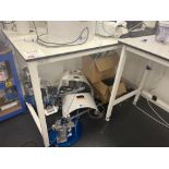 Tableform white laboratory workbench (excludes contents) (approximately 150cm L x 76 cm x 91cm)