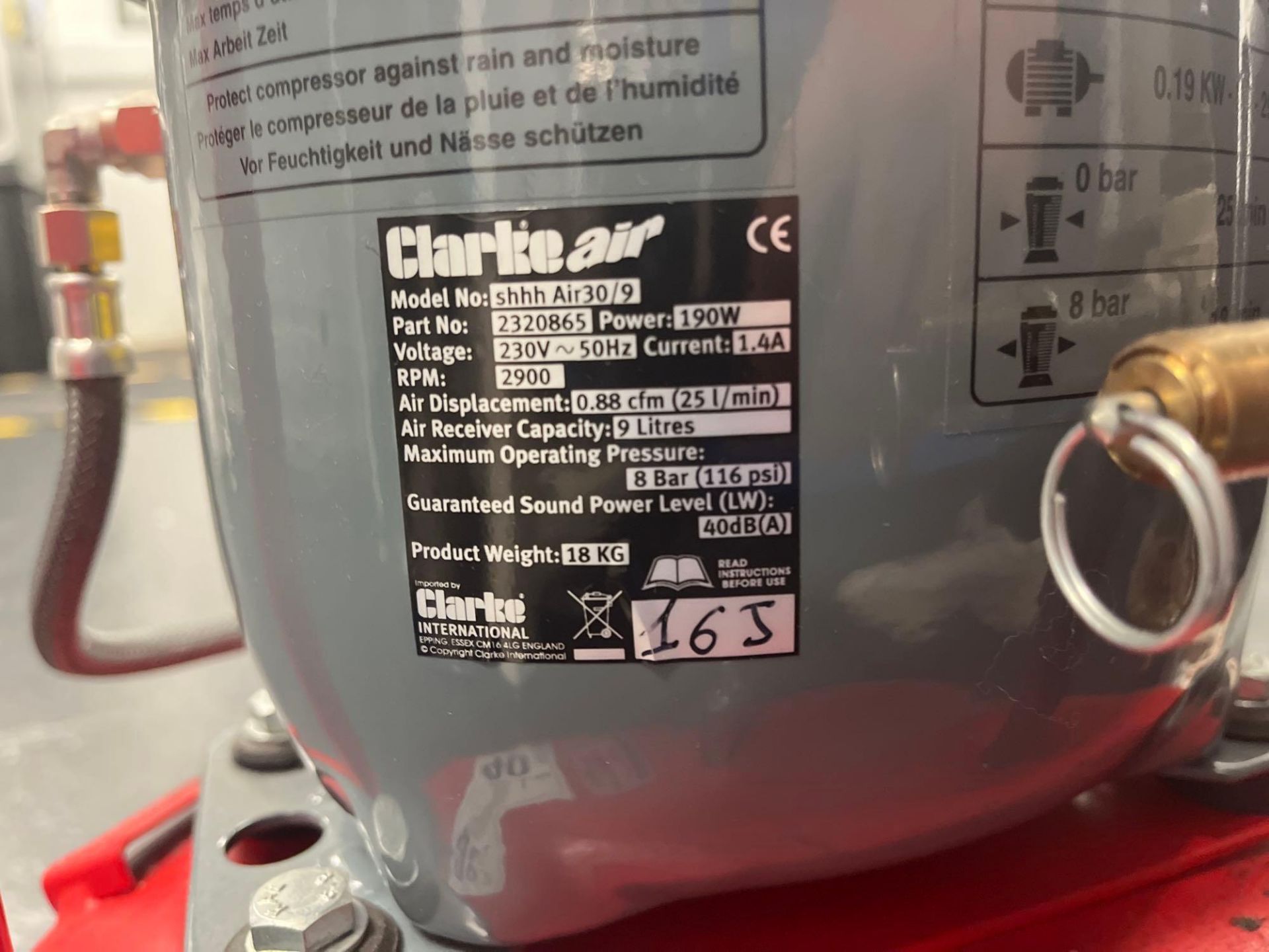 Clarke Shhh Air30/9 air compressor - Image 2 of 3