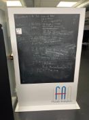 Freestanding chalk board (approximately 140cm L x 48cm W 210cm H)