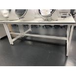 Tableform white laboratory workbench (excludes contents) (approximately 200cm L x 76 cm x 91cm)