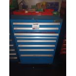 Eight compartment storage cabinet and contents comprising a quantity of various tooling (as lotted)