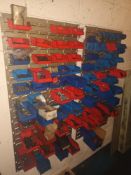 Two wall mounted lin-bin racks with a quantity of lin-bins and contents comprising various screws, n