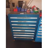 Eight compartment storage cabinet and contents comprising a quantity of various tooling (as lotted)