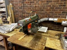 Dewalt radial arm saw, model 1420/S, to include wooden work bench, 3 phase