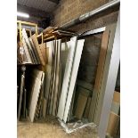 Various sized sheet materials to include white laminate panels (chipboard, grey laminate panels