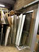 Various sized sheet materials to include white laminate panels (chipboard, grey laminate panels