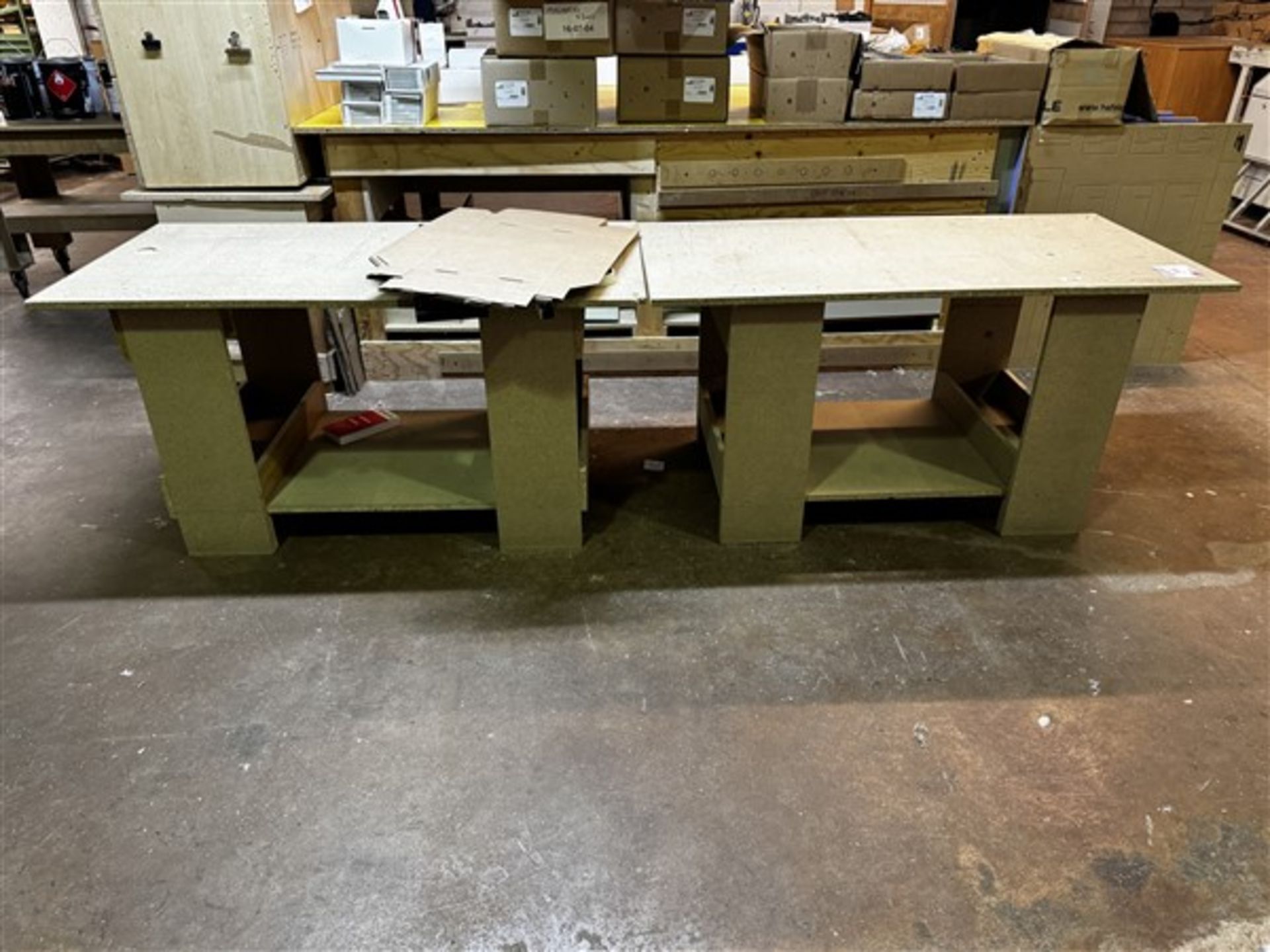 Two chipboard workbenches, 1.4m x 700mm - Image 2 of 3
