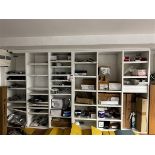 Contents of wall unit to include cabinet lights, kitchen fittings, LED lights, plugs