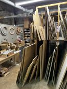 Large quantity of various sized sheet material to include wood veneer MDF - 6mm, 9mm & 18mm, and