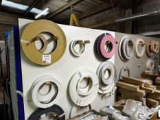 Large quantity of assorted edge banding in various colours & materials