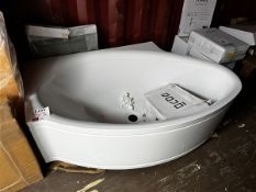 Oval shaped white bath with panelling, L 1610mm x W 110mm approx (Please note, this lot must be