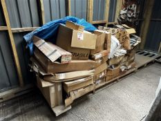 Large pallet of various kitchen fittings to include door runners, corner unit shelves and metal
