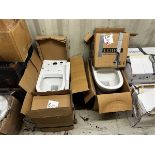 Two complete toilets & cisterns with one toilet seat (Please note, this lot must be removed before