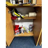 Contents of two cupboards to include mashing & ducting tape, drawer runners, Pasloe nails and