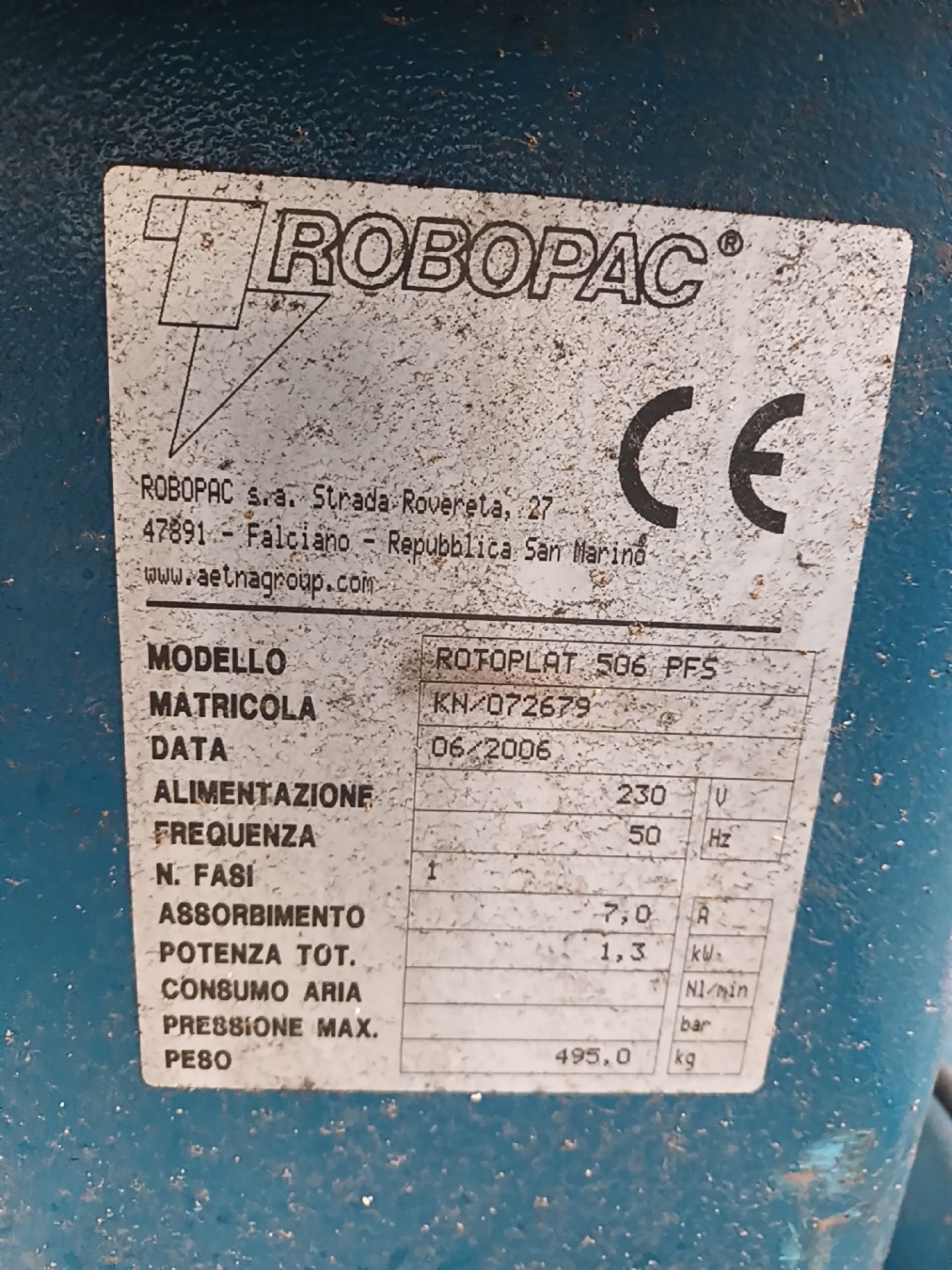 ROBOPAC shrink pallet wrapper (2006), model ROTOPLAT 506 PFS, Serial No. KN/072679 - Image 5 of 6