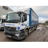 Mercedes euro 6 26t curtainside lorry with foldaway tail lift and rear mounted Manitou attachment