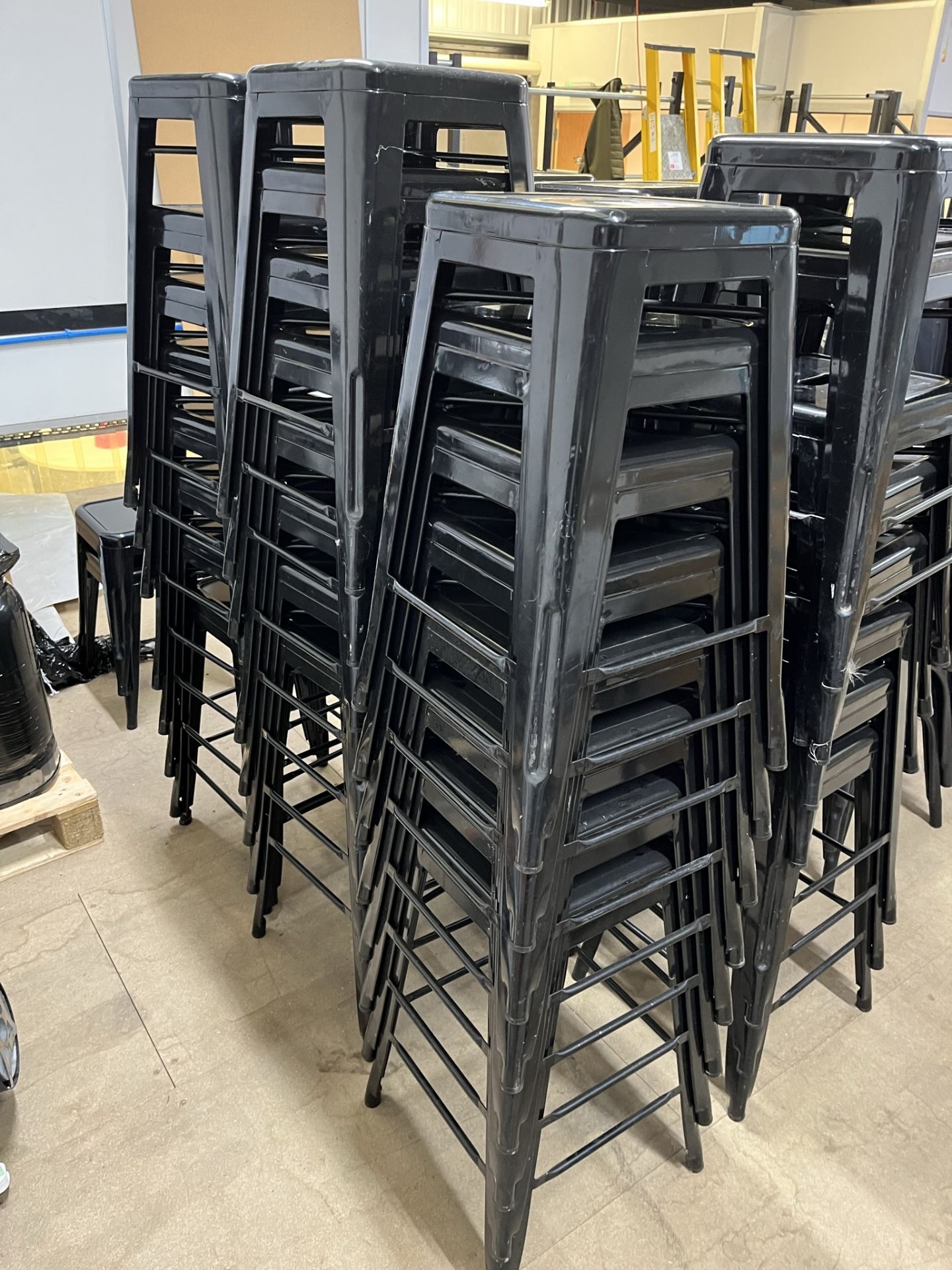 24 black steel frame stools