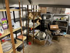 Loose contents of room to include stores racking, packaging, F cab, chair etc (excluding floor sta