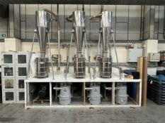 3 inline raw material pre-treatment unit with interconnecting pipework, to include x3 Piovan filters