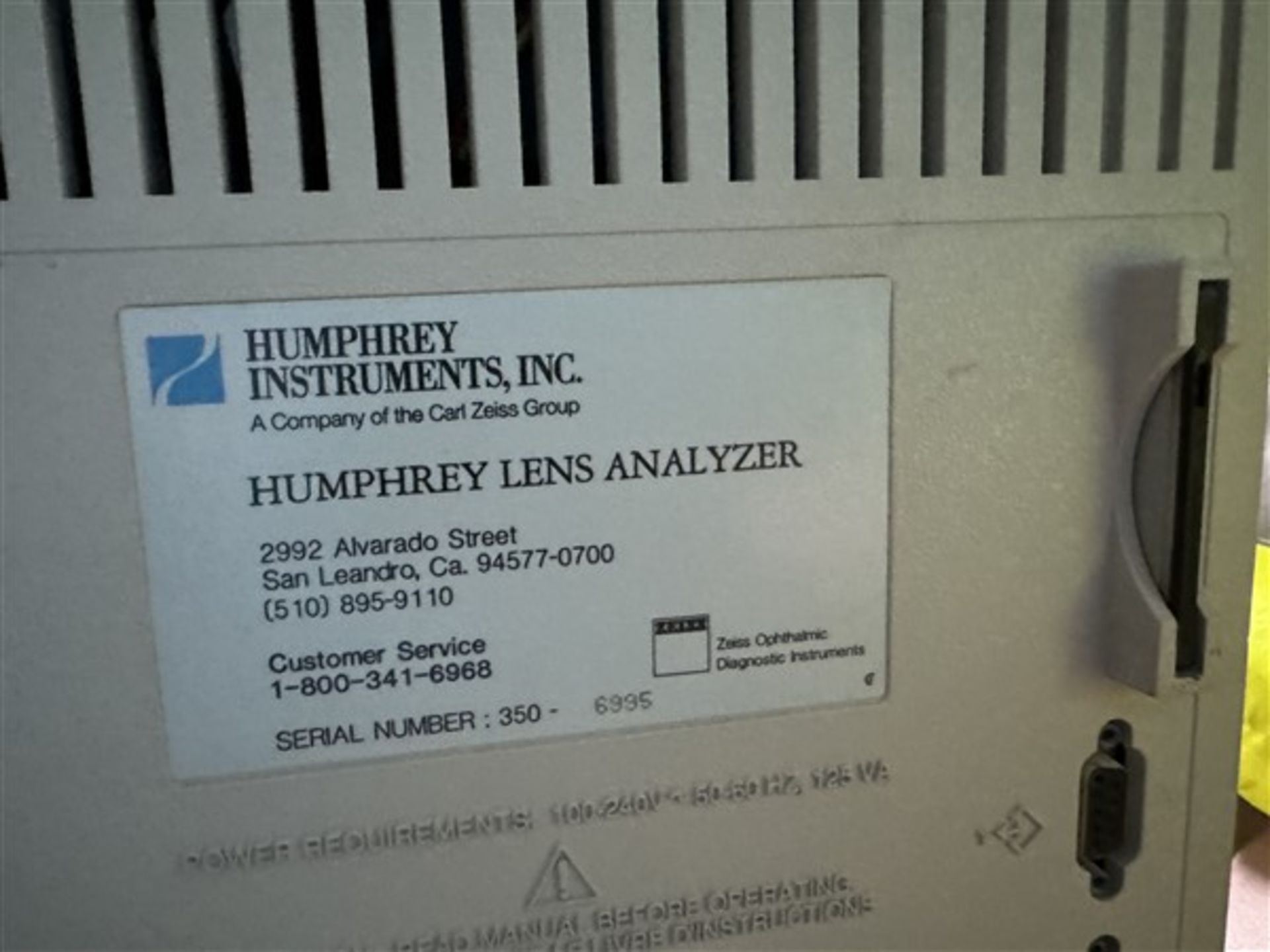 Humphrey lens analyzer, serial no. 350-6995 (no power lead) - Image 3 of 4
