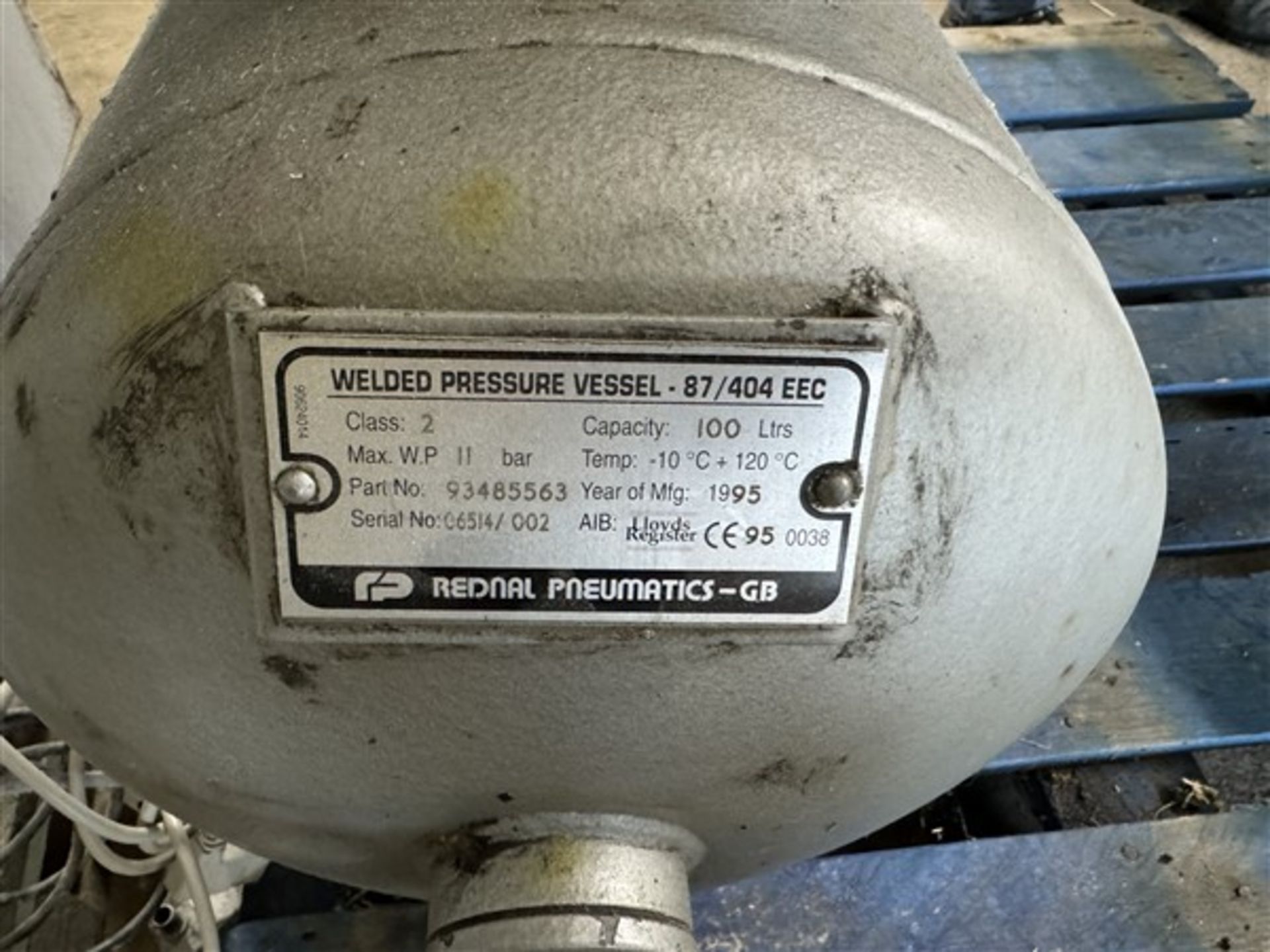 Hydrovane 'Ingersoll Rand' 100L air compressor, serial no. 06514/002, part no. 93485563, year 1995 - Image 4 of 7