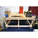 Timber workbench, 6 ft. x 4 ft. with 6" vice