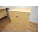 Light oak effect 2-drawer lateral filing cabinet