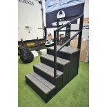 4-tread steel framed steps with handrail, 830mm high