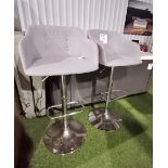 2 x Chrome base upholstered bar stools