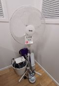Igenix pedestal fan with DK-00280 desk light, various BT routers and Yealink cordless telephone