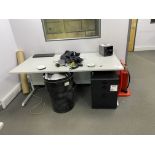 Two grey office desks
