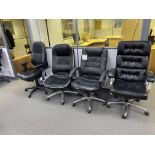 Four leather effect office swivel chairs