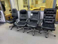 Four leather effect office swivel chairs