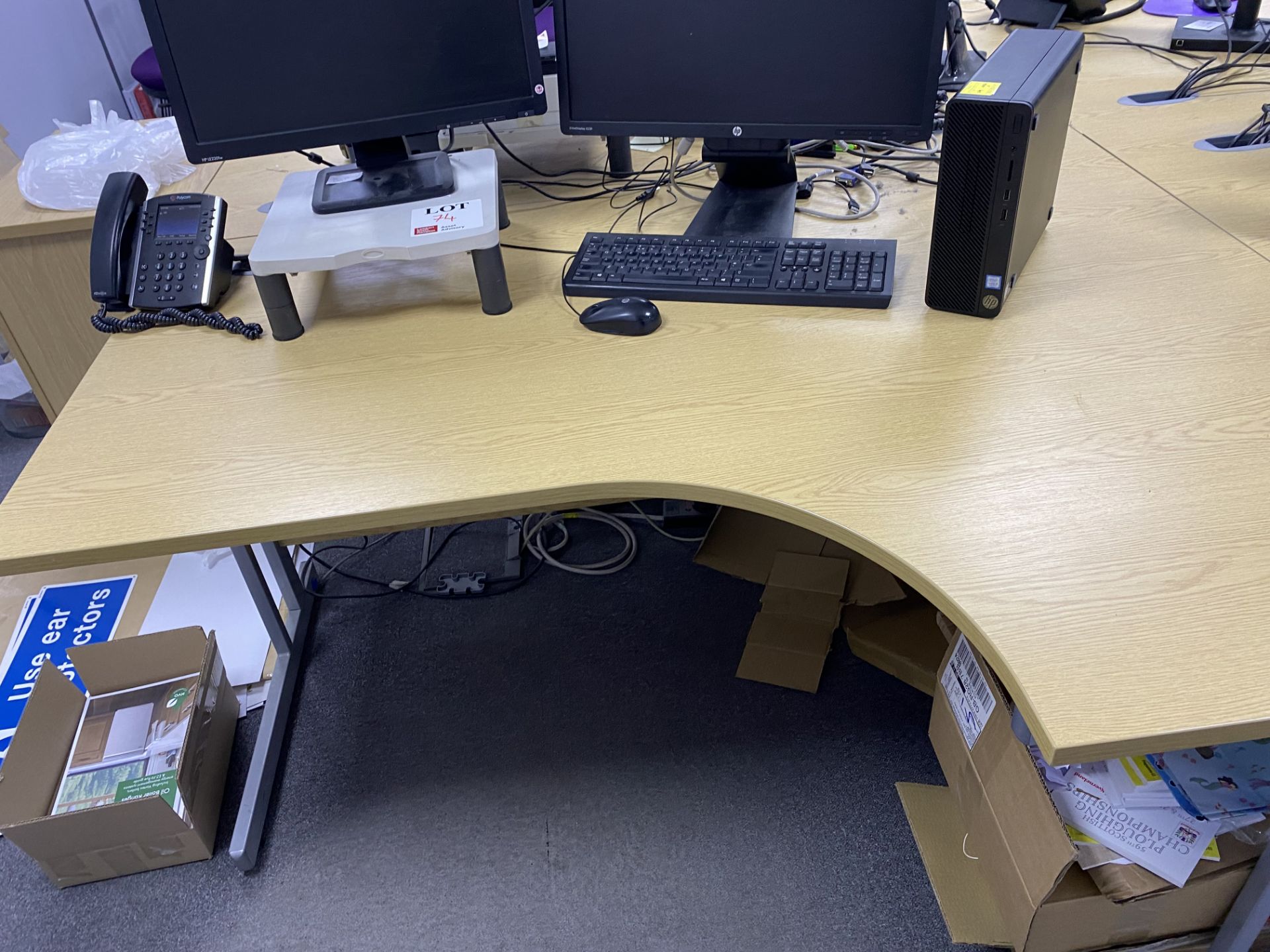 Two light wood effect L shaped desks (1600mm x 1200mm) Additional ...