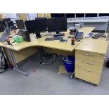 Light wood effect office L shaped desk (1500mm x 1200mm)