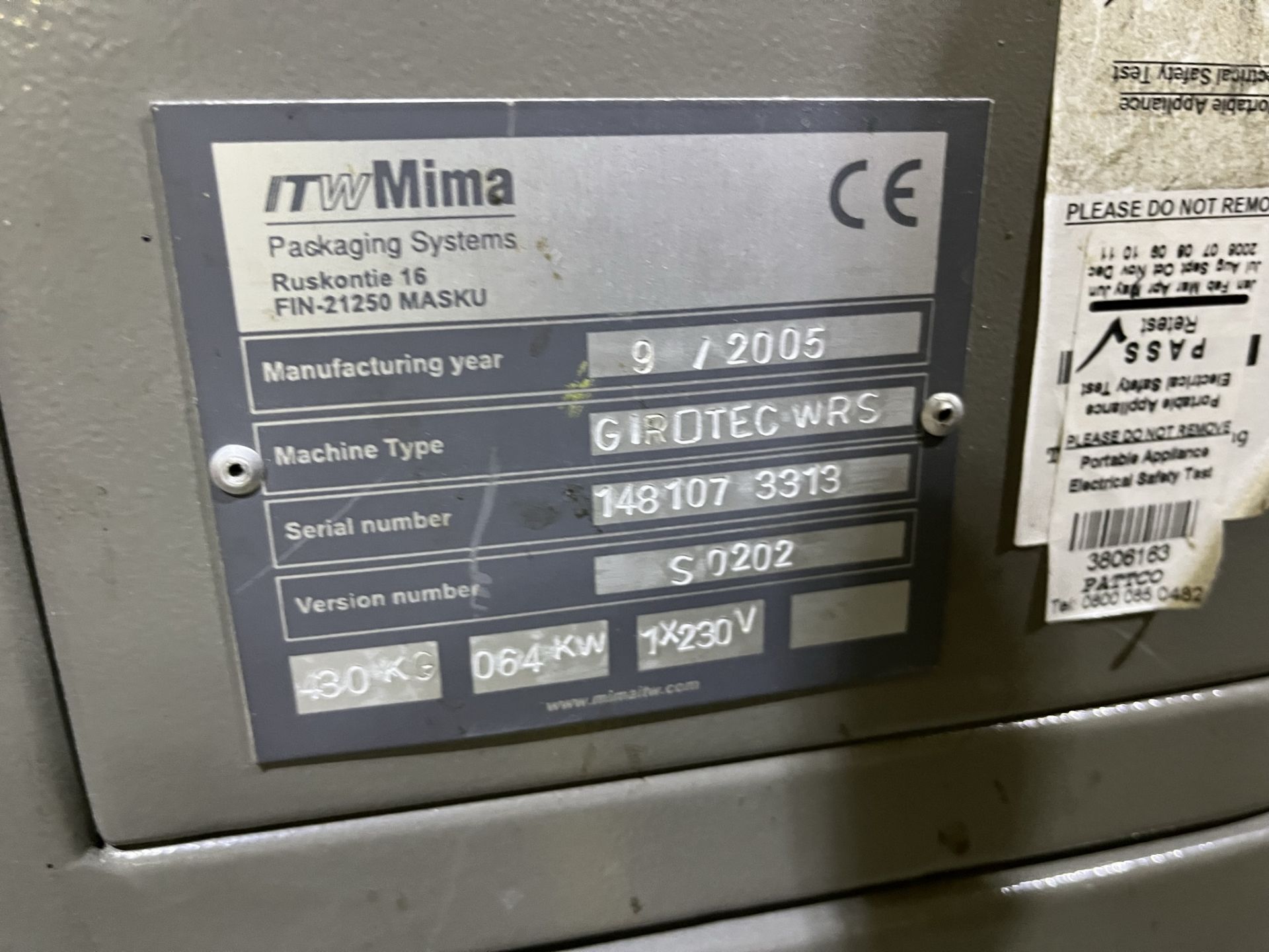 ITW Mima Girotec WRS Rotary pallet wrapper 2005 - Image 3 of 4