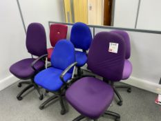 Six various colour upholstered chairs