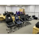 Four leather effect office swivel chairs