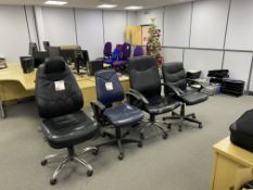 Four leather effect office swivel chairs