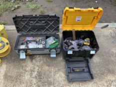 One Stanley, One DeWalt Toolboxes to include various fixings, tape, consumables, etc.