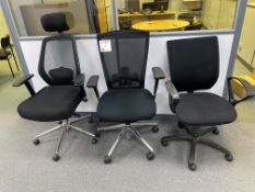Three various upholstered office chairs