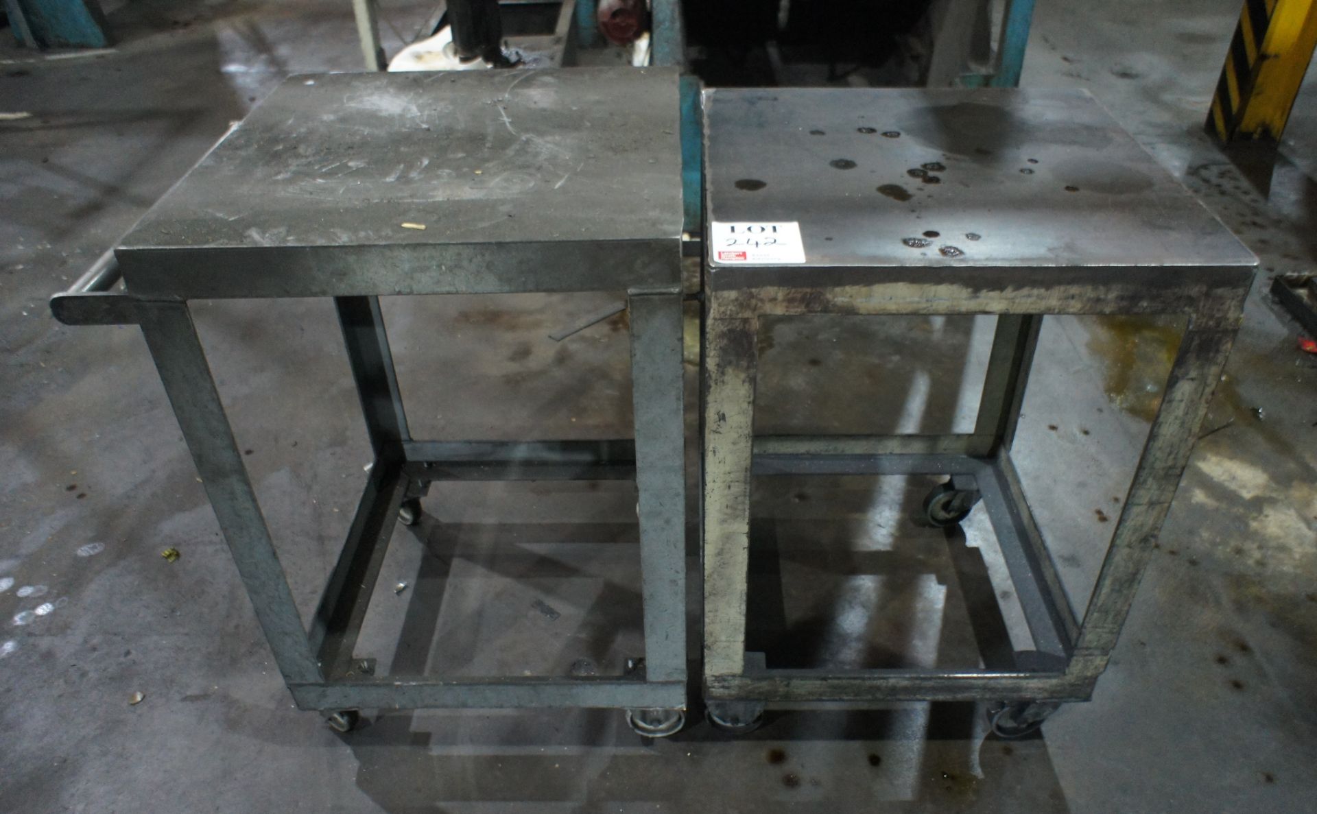 2 Steel fabricated mobile work tables