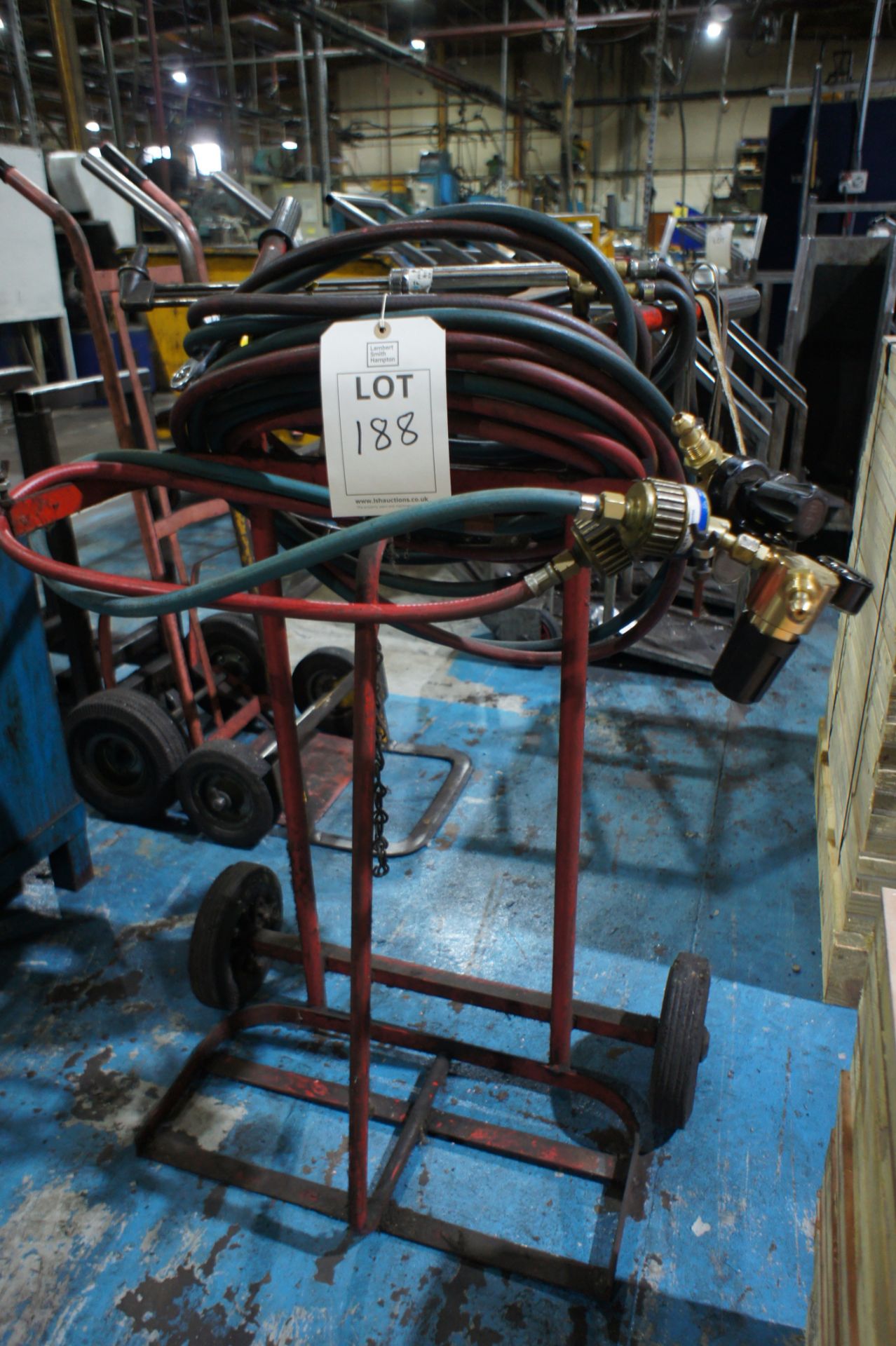 Oxy/Acetylene cutting torch, hoses, gauges and bottle cart