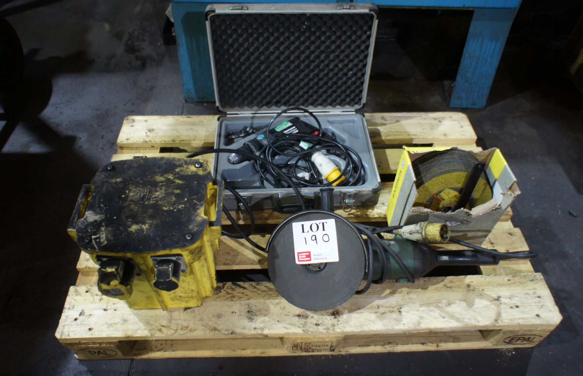 5kVA 110v tool transformer, Atlas Copco drill with Hitachi G23SE 9" angle grinder