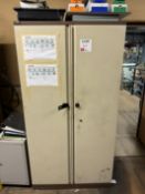 Metal 2 door storage cupboard to include contents as lotted