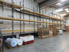 Eight bays of boltless adjustable pallet racking, approx. sizes: 2.7m x 900mm x H: 6m - excluding