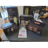 2 sets of Harley Davidson glasses, a Harley Davidson flask, a Harley Davidson mug and a Harley Dav