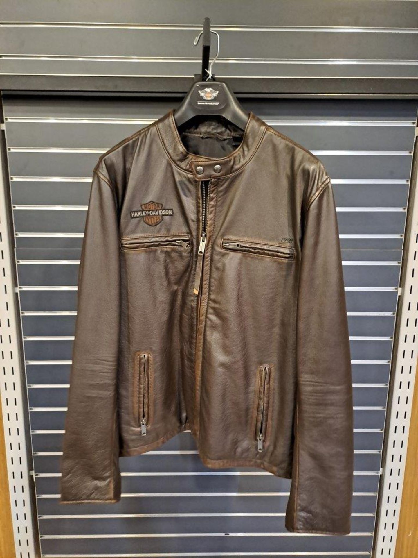 Harley Davidson Brown Leather Large Mens Jacket - Image 5 of 9