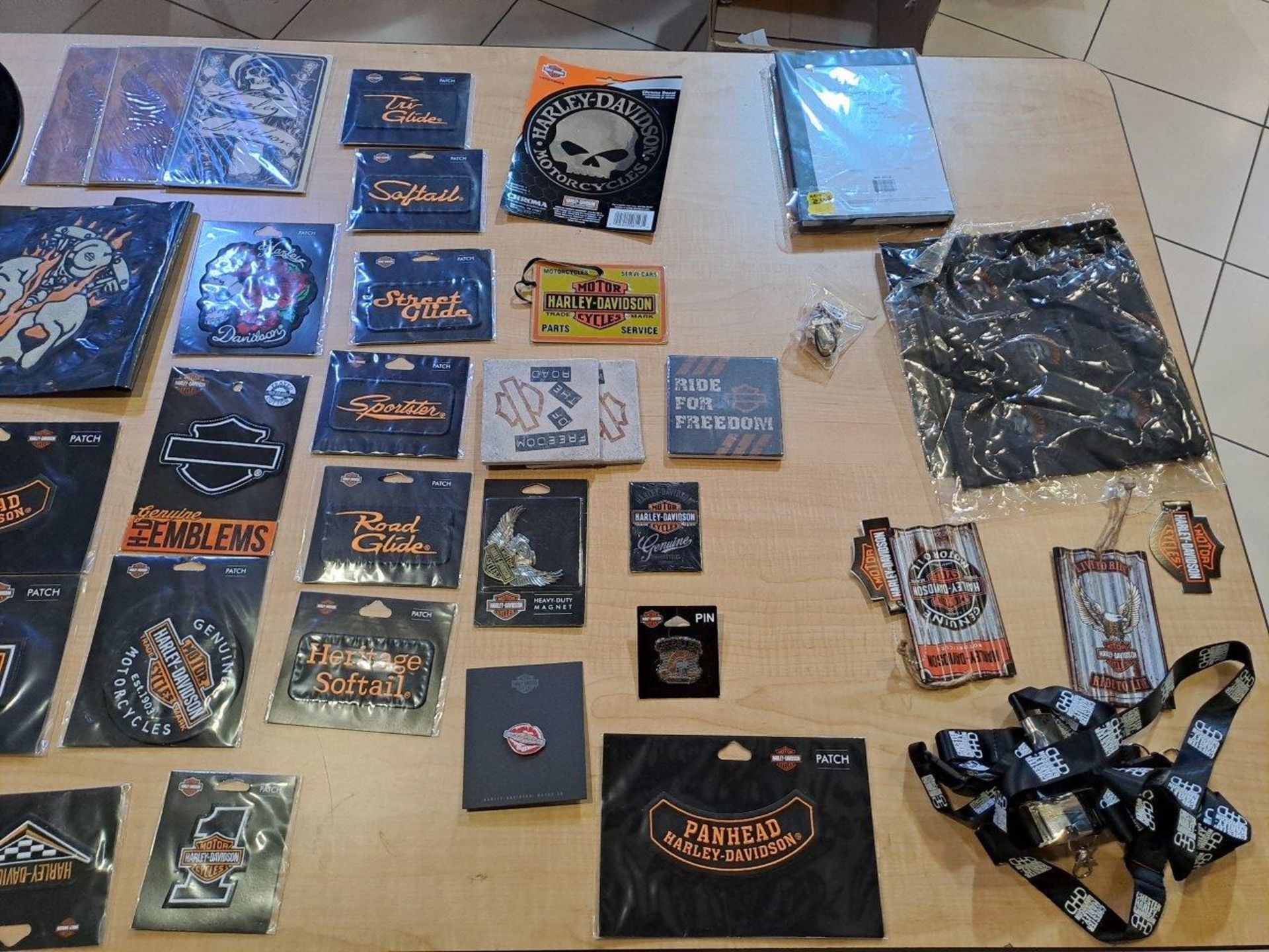 Harley Davidson Bag of Patches, Pins, Bells and other Merchandise as pictured - Image 3 of 8